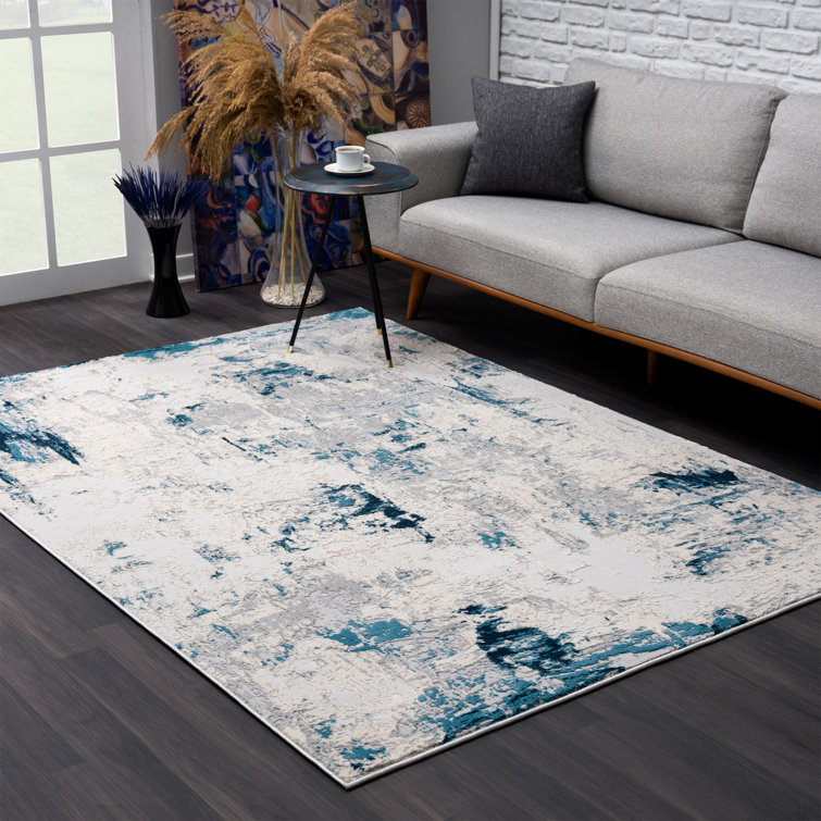 Williston Maximillian Abstract Blue Area Rug & Reviews Wayfair